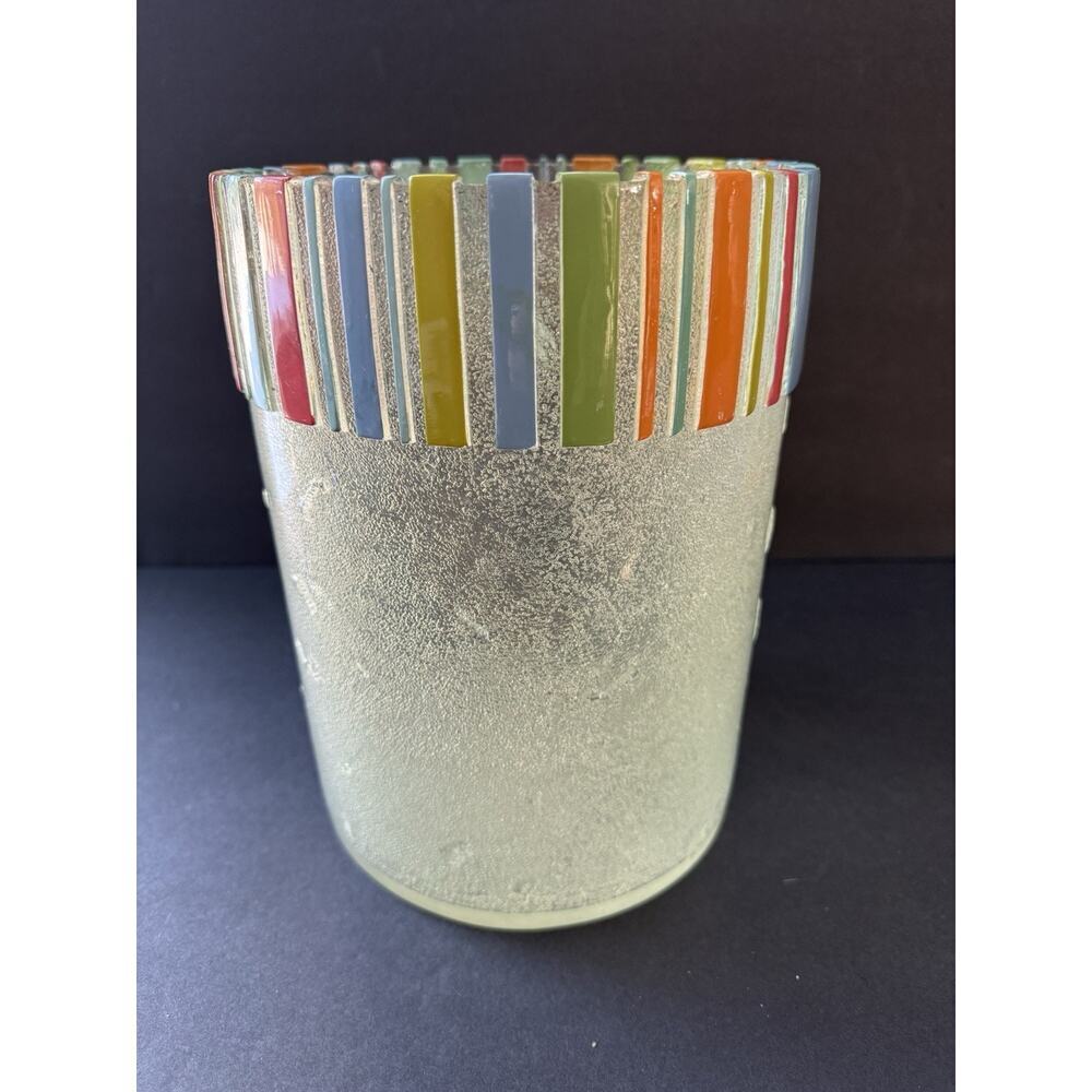Vintage Lucite Wastbasket Striped Colorful MCM Mod Modernist 90’s Y2K